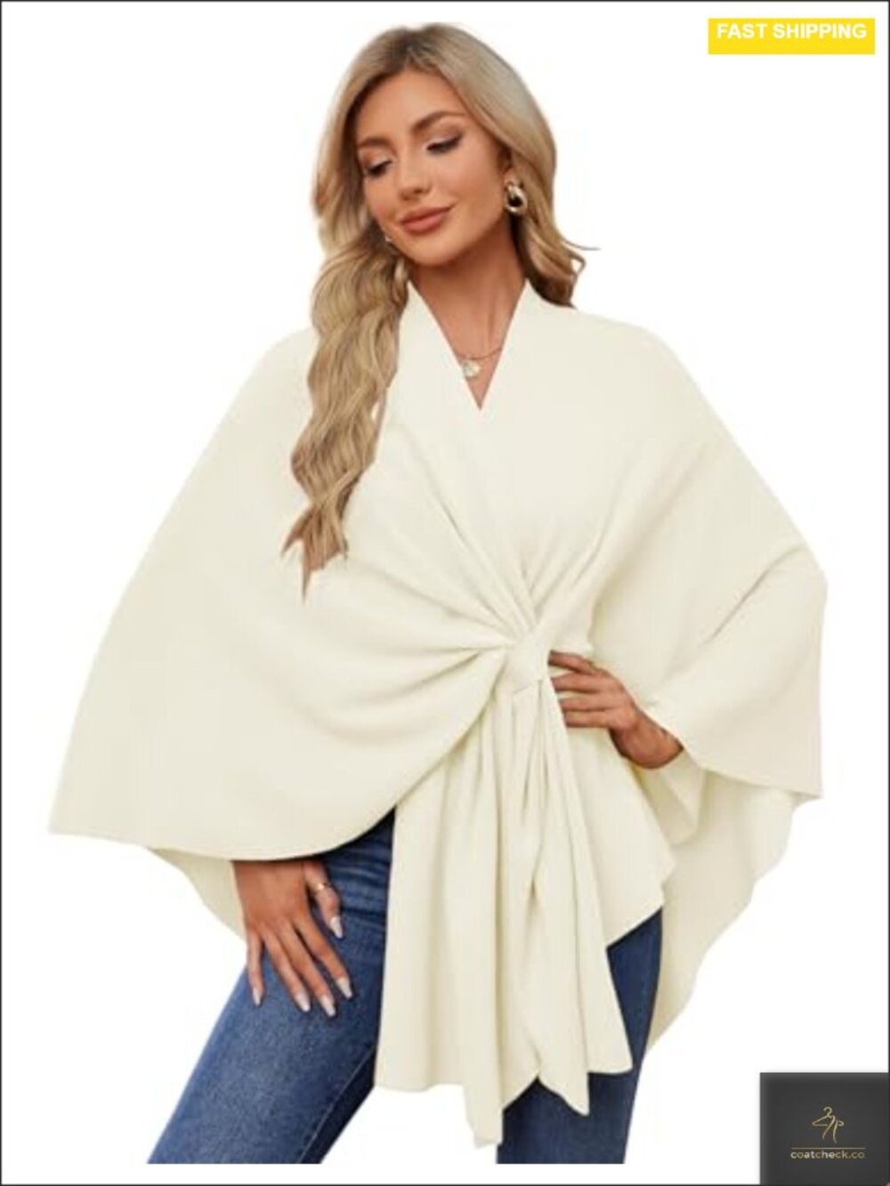 Elegant Open Front Poncho Shawl Wrap Sweater Rayon Blend
